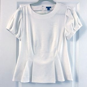 NWT Ann Taylor Short Sleeve Peplum Top (off-white)